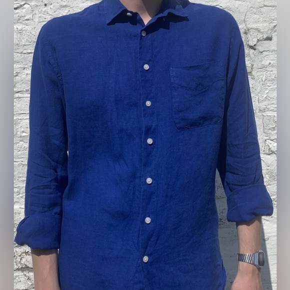 💫URBAN MAN Long Sleeves Button Down Linen Shirt - Picture 2 of 10